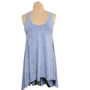 PPLA Top Womens 8 Blue Space Dye Tunic High Low Racerback Sleeveless Casual